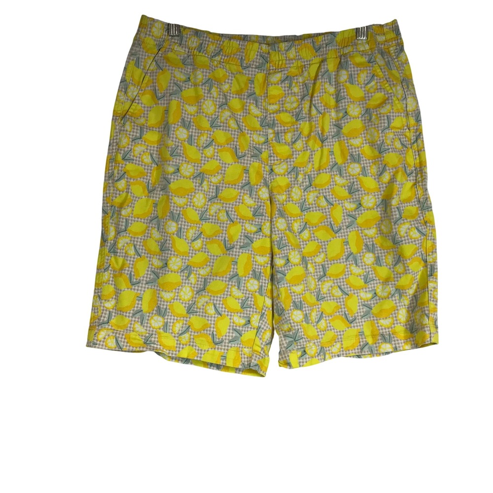 Lands End Women's Lemon Print Elastic Waist‎ Mid Rise Shorts Size 12